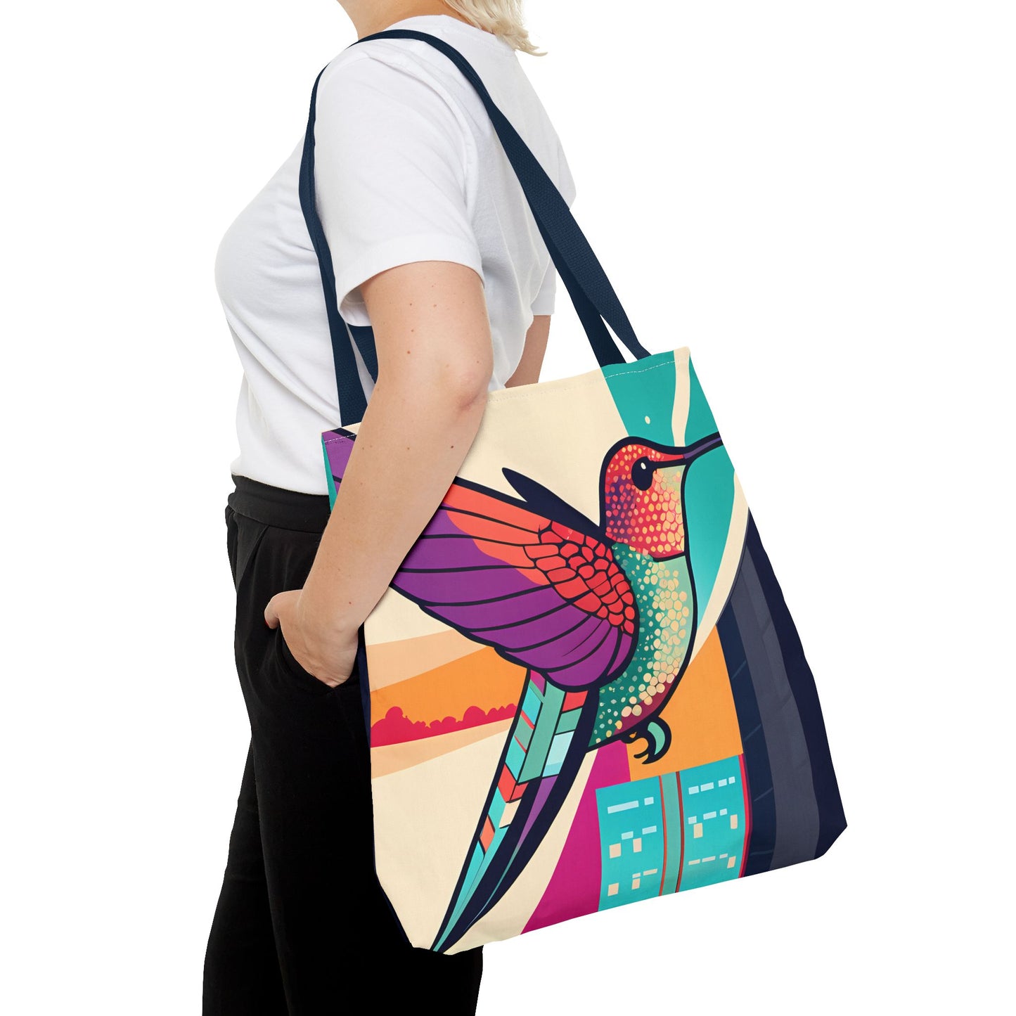 Colorful City Hummingbird Tote Bag