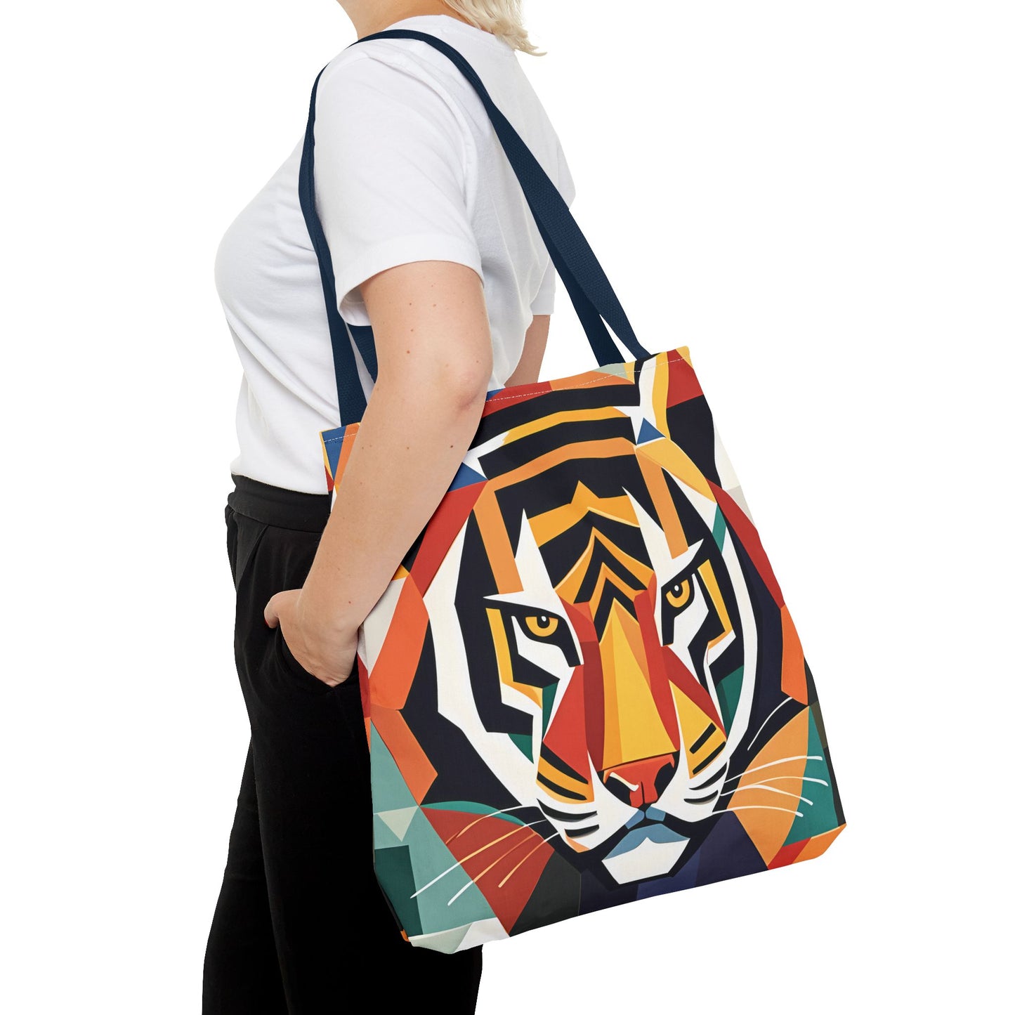 Geometric Tiger Face Tote Bag