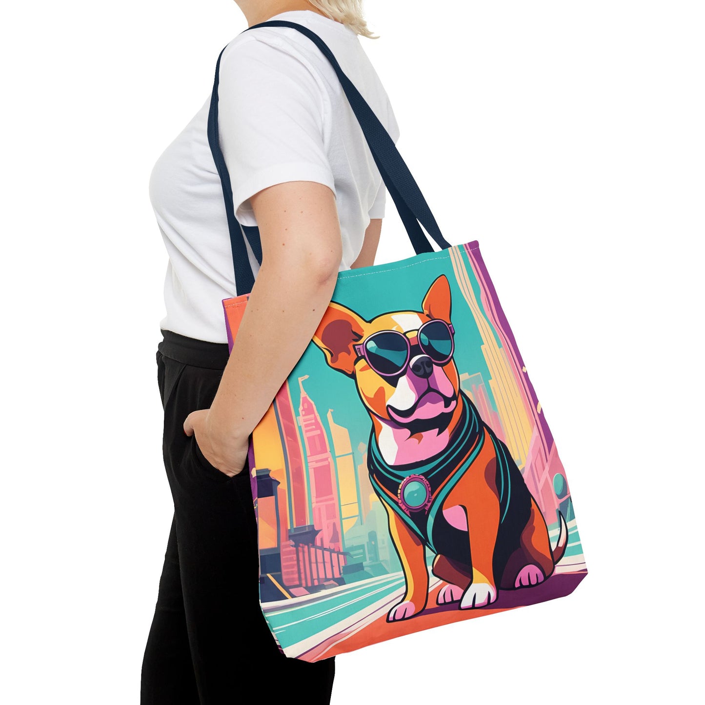 Cool Dog Cityscape Tote Bag
