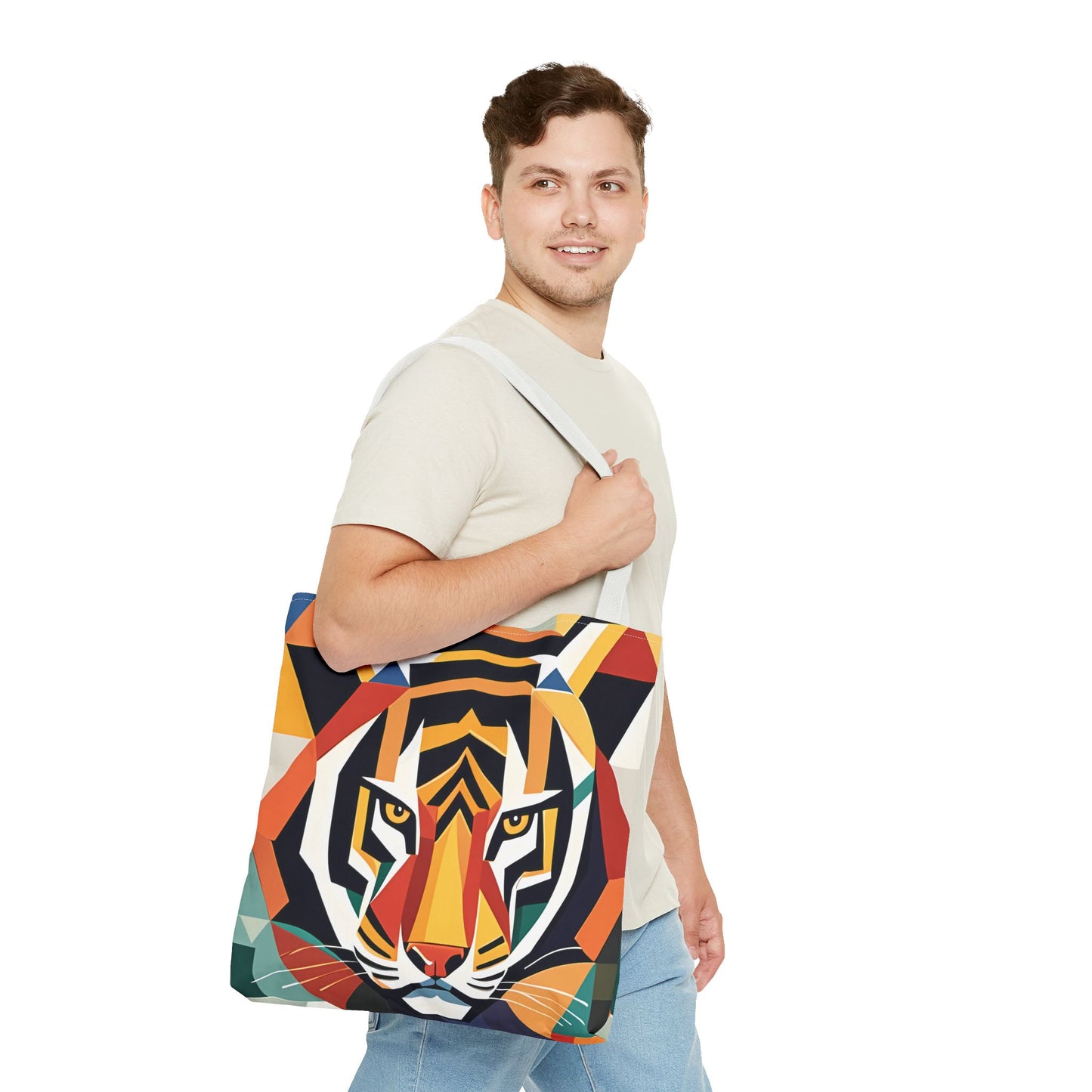 Geometric Tiger Face Tote Bag