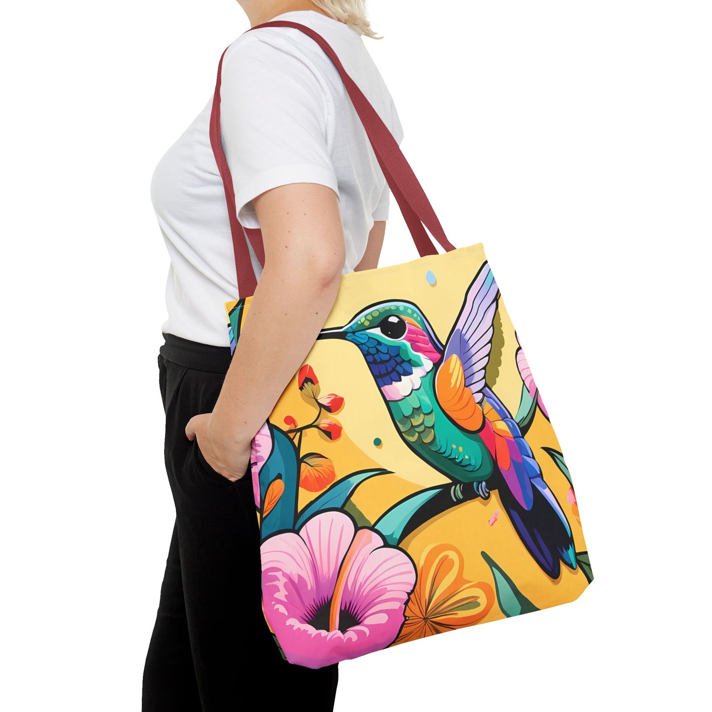 Floral Hummingbird Tote Bag