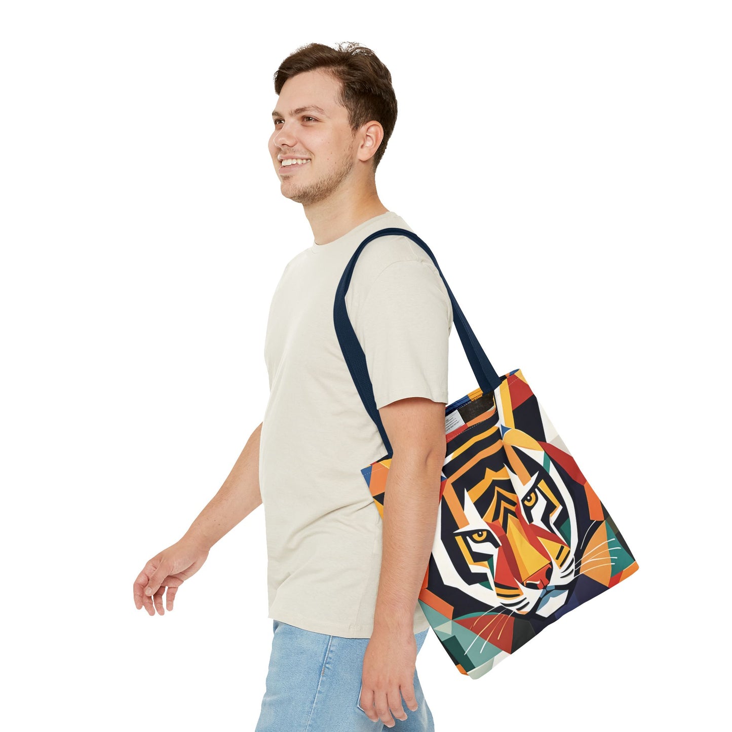 Geometric Tiger Face Tote Bag