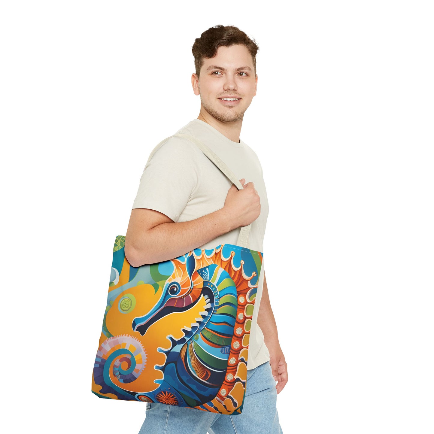 Psychedelic Seahorse Tote Bag