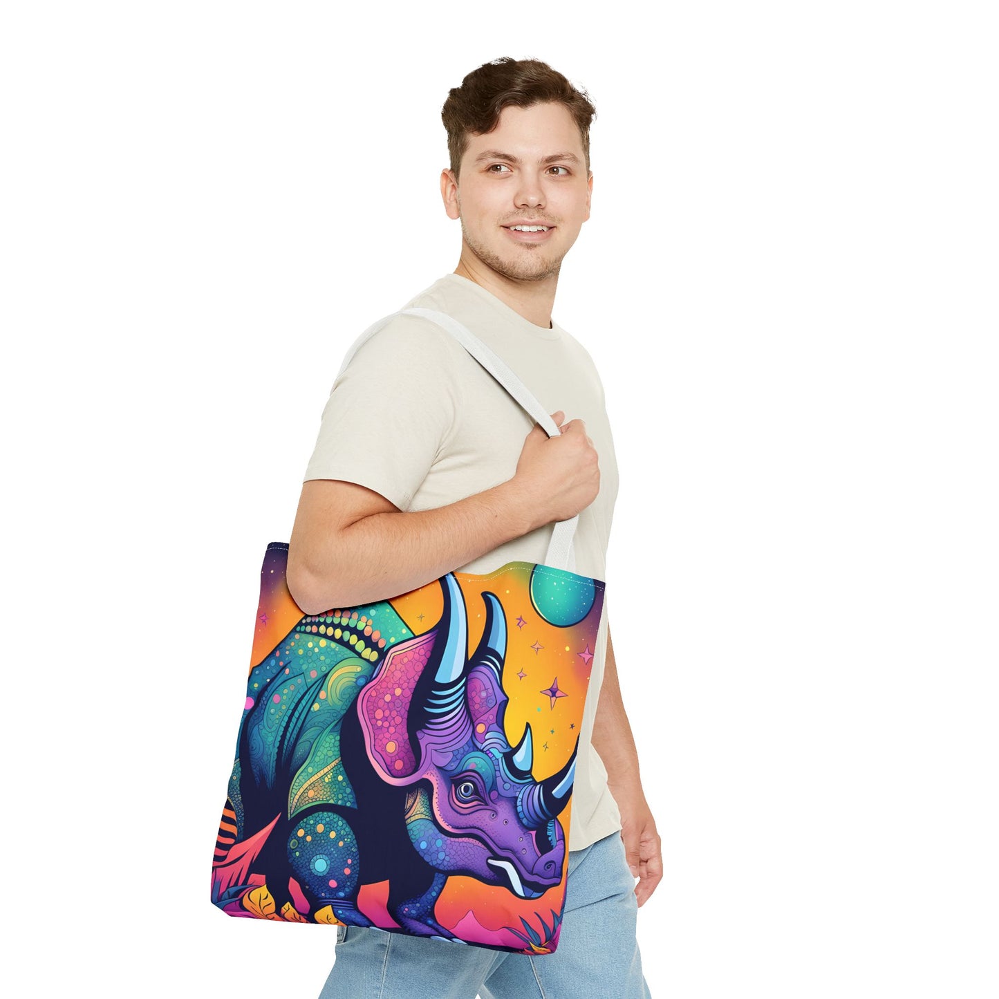 Cosmic Triceratops Tote Bag