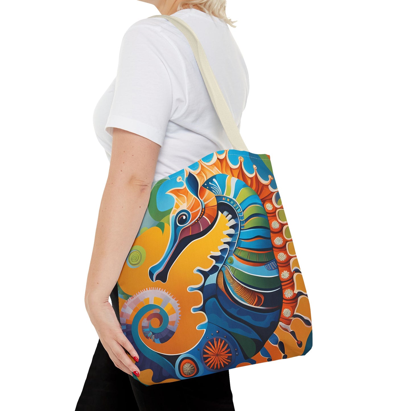 Psychedelic Seahorse Tote Bag