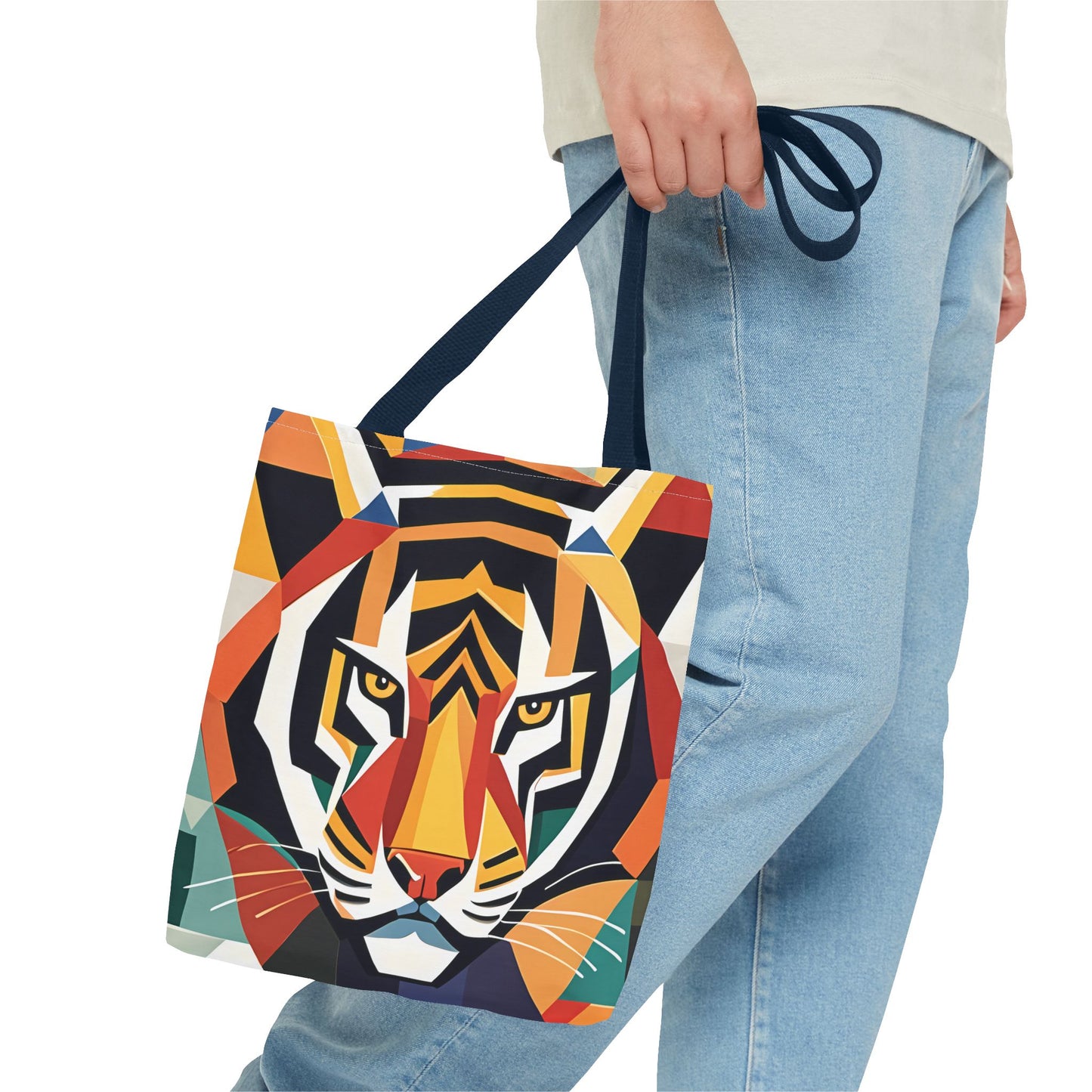 Geometric Tiger Face Tote Bag