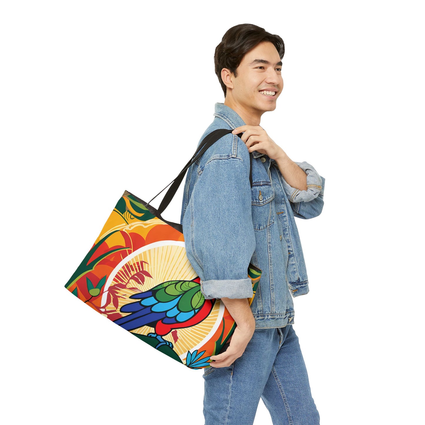 Tropical Parrot Shine Tote Bag
