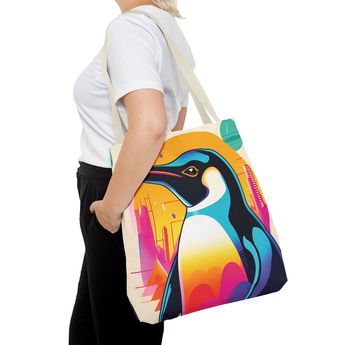 Penguin Cityscape Tote Bag