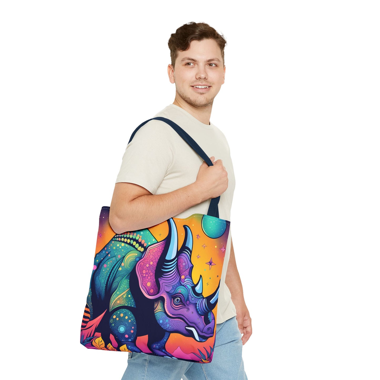 Cosmic Triceratops Tote Bag