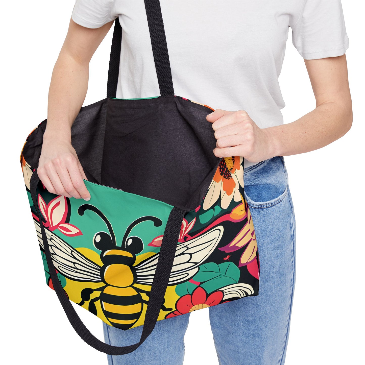 Floral Garden Bee Tote Bag