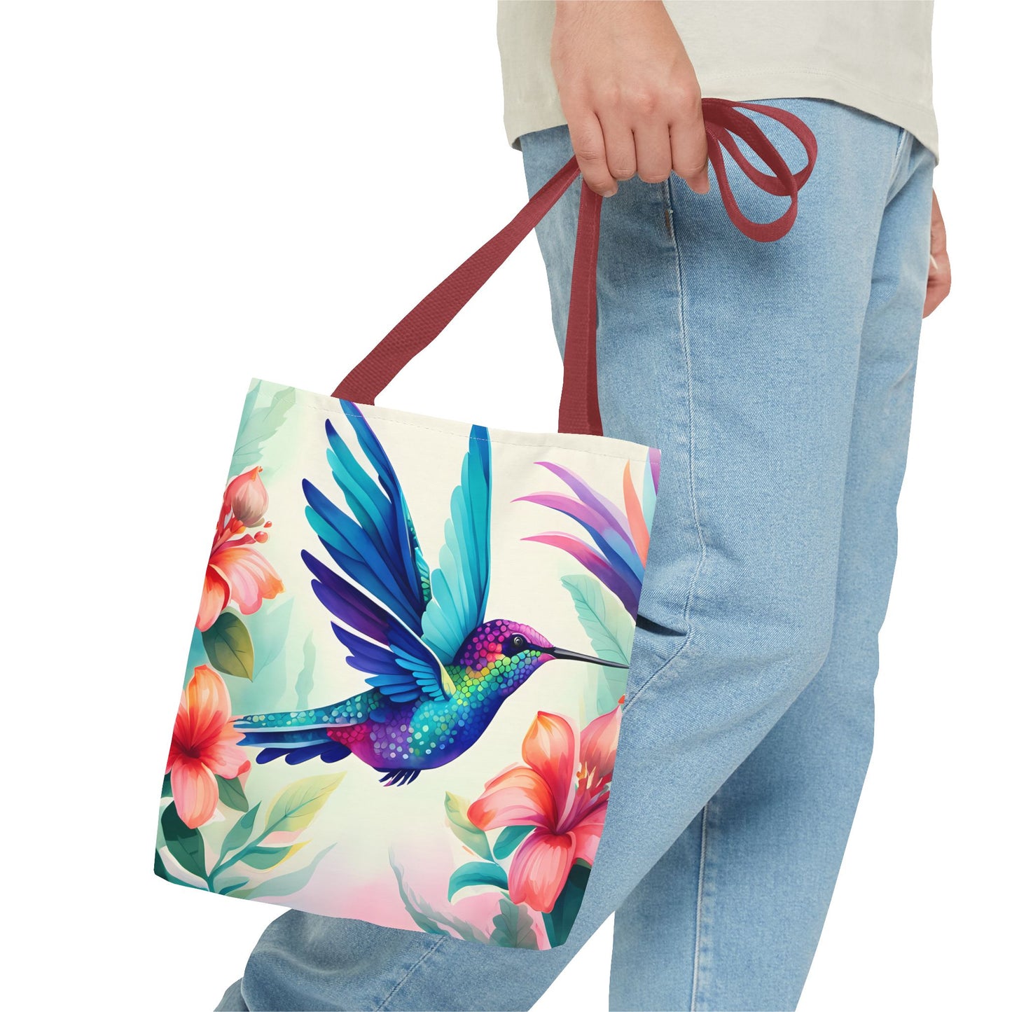 Floral Hummingbird Tote Bag
