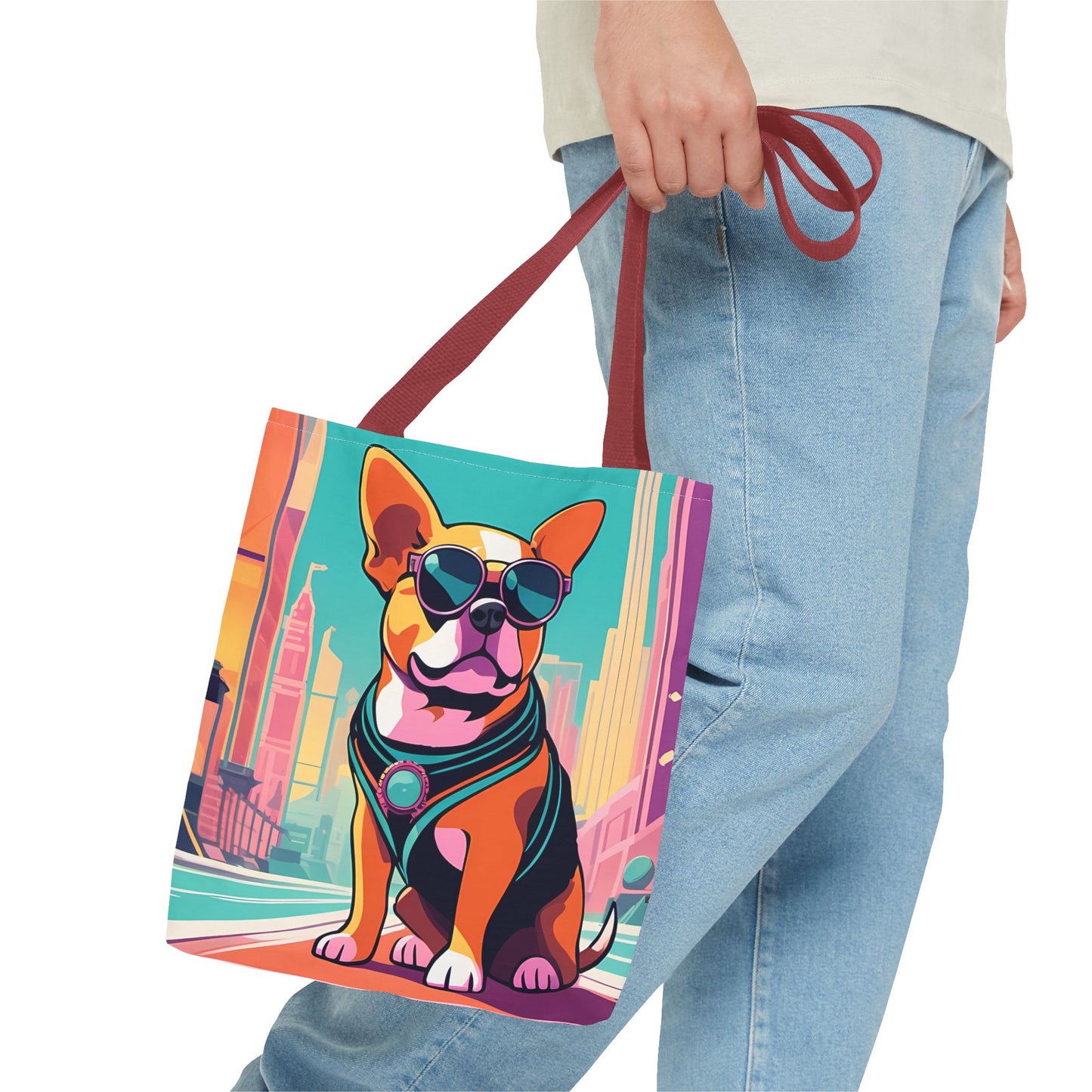 Cool Dog Cityscape Tote Bag