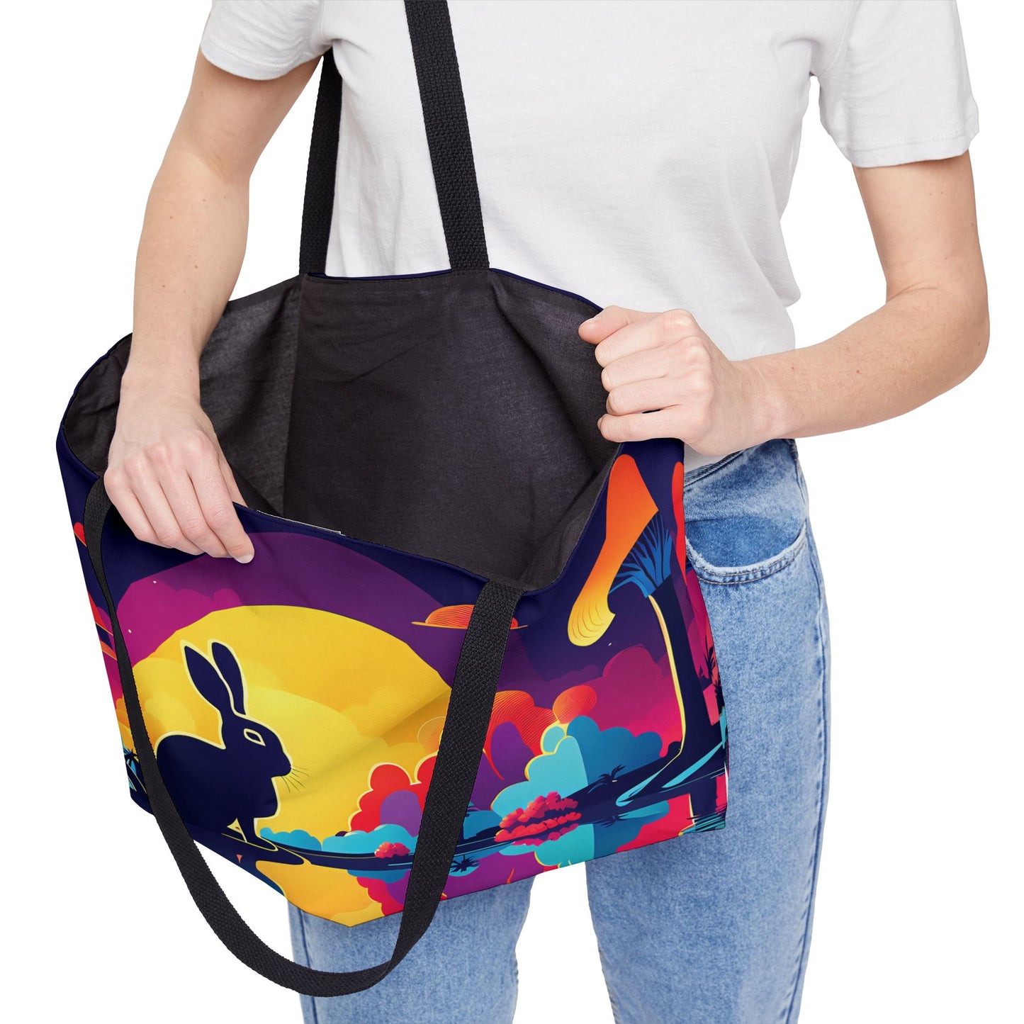 Mystical Moonrise Rabbit Tote Bag