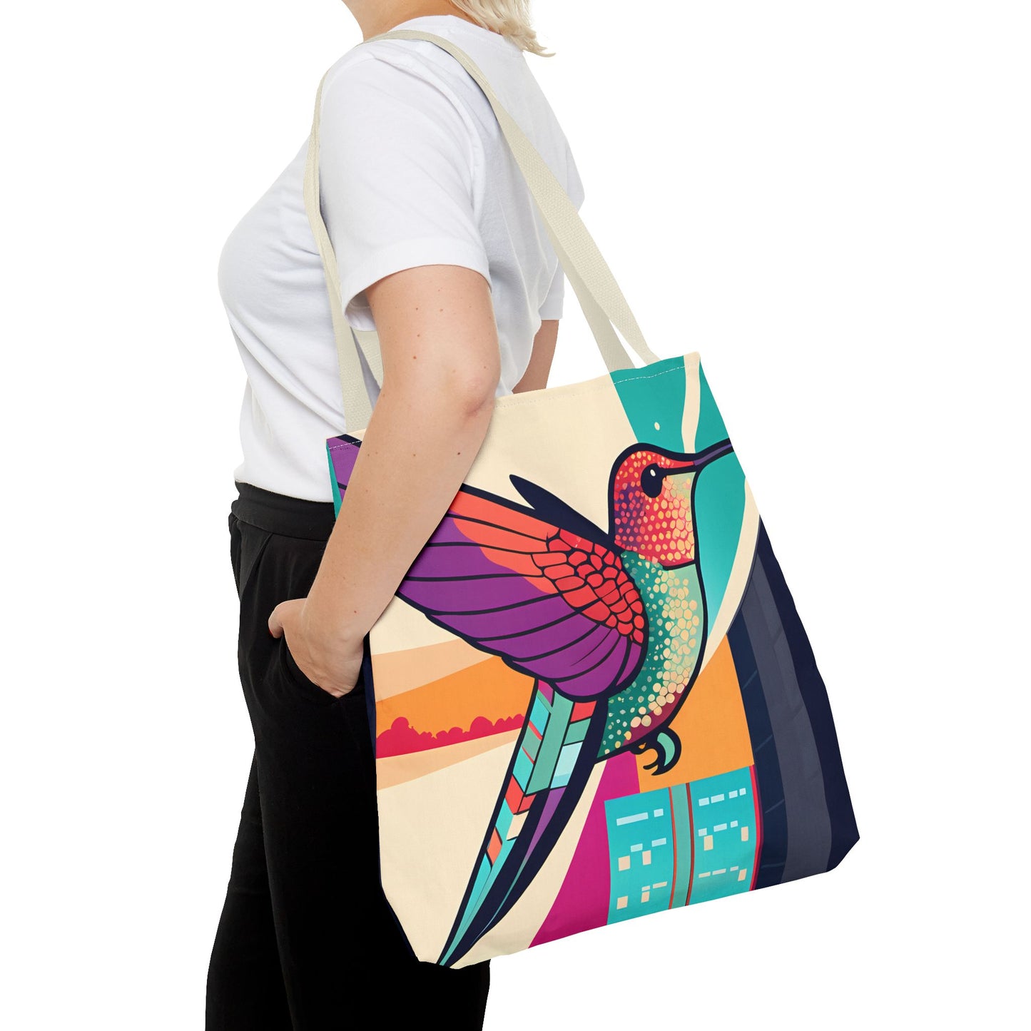 Colorful City Hummingbird Tote Bag