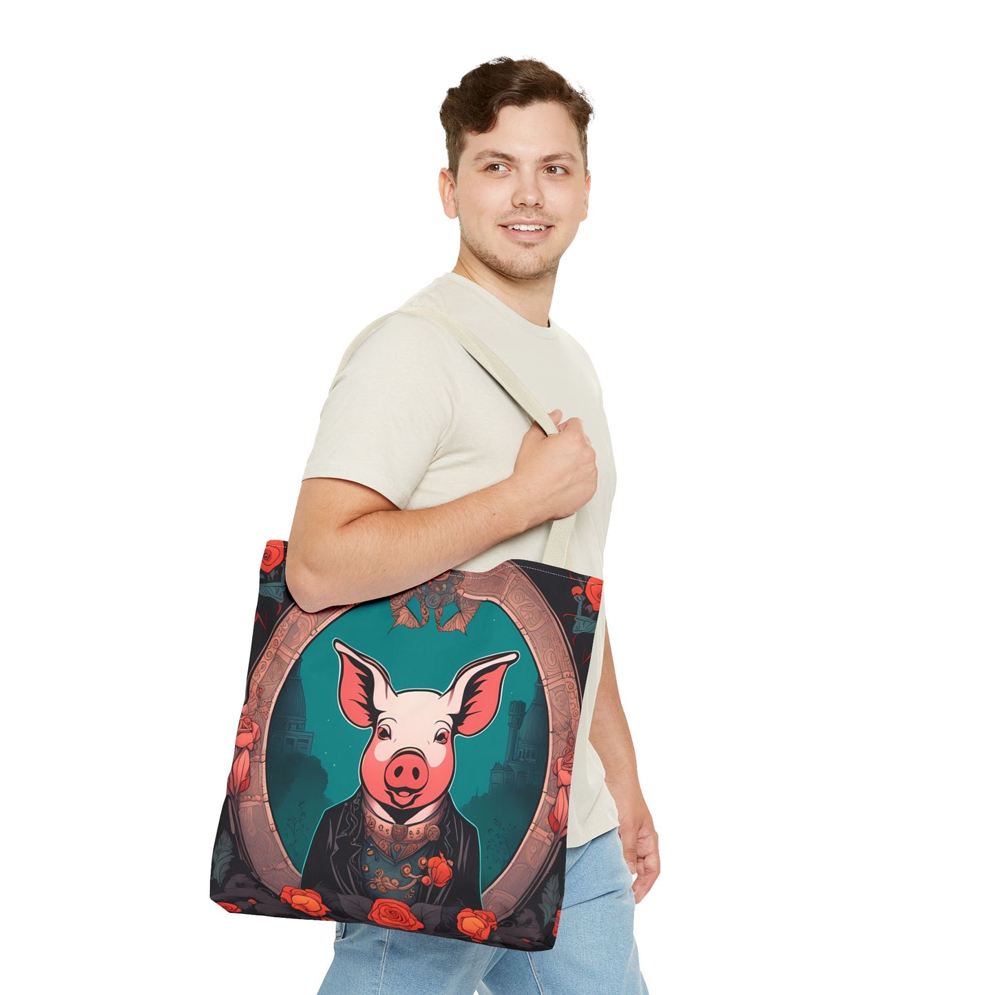 Charming Victorian Pig Tote Bag