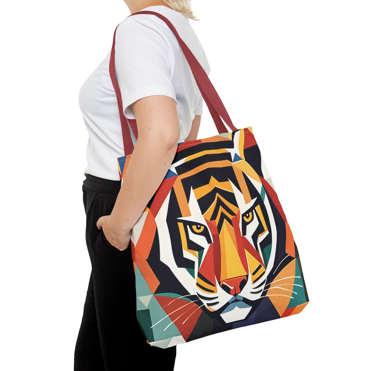 Geometric Tiger Face Tote Bag