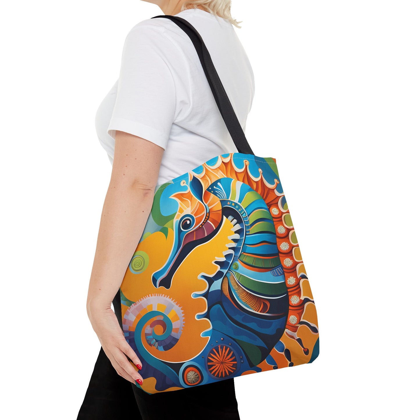 Psychedelic Seahorse Tote Bag