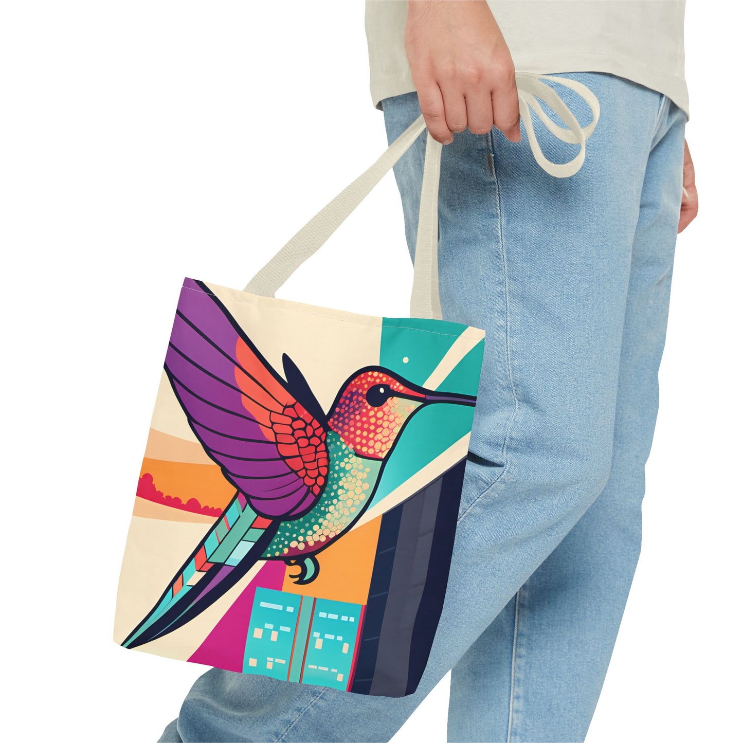 Colorful City Hummingbird Tote Bag