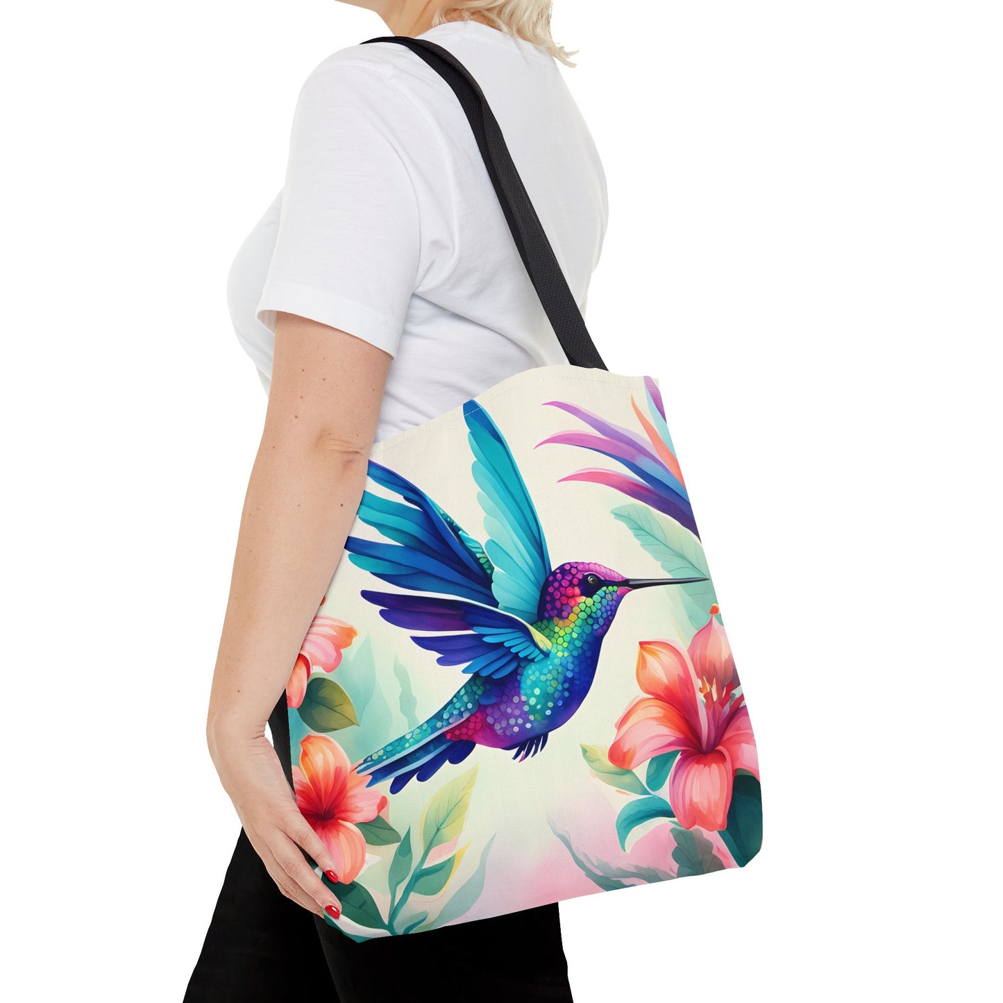 Floral Hummingbird Tote Bag