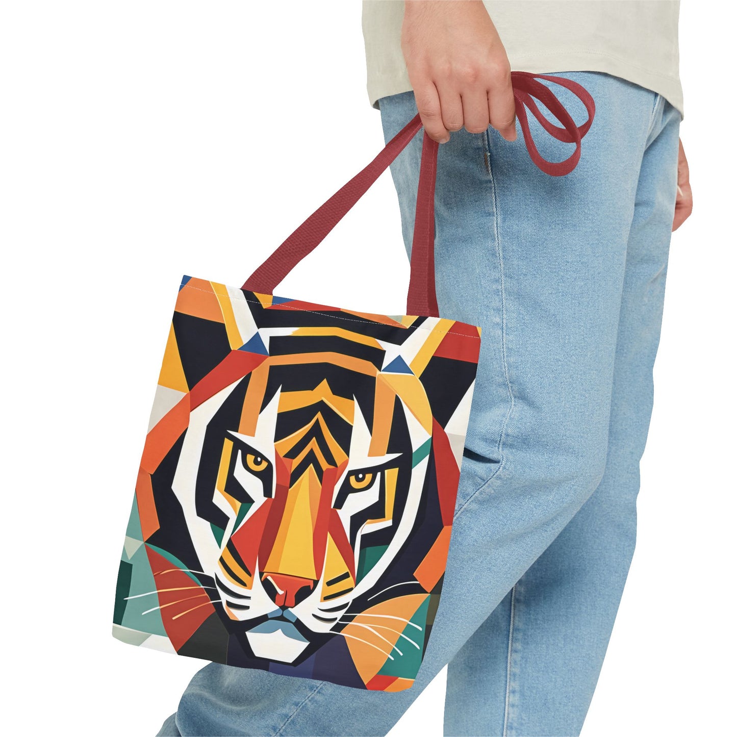 Geometric Tiger Face Tote Bag