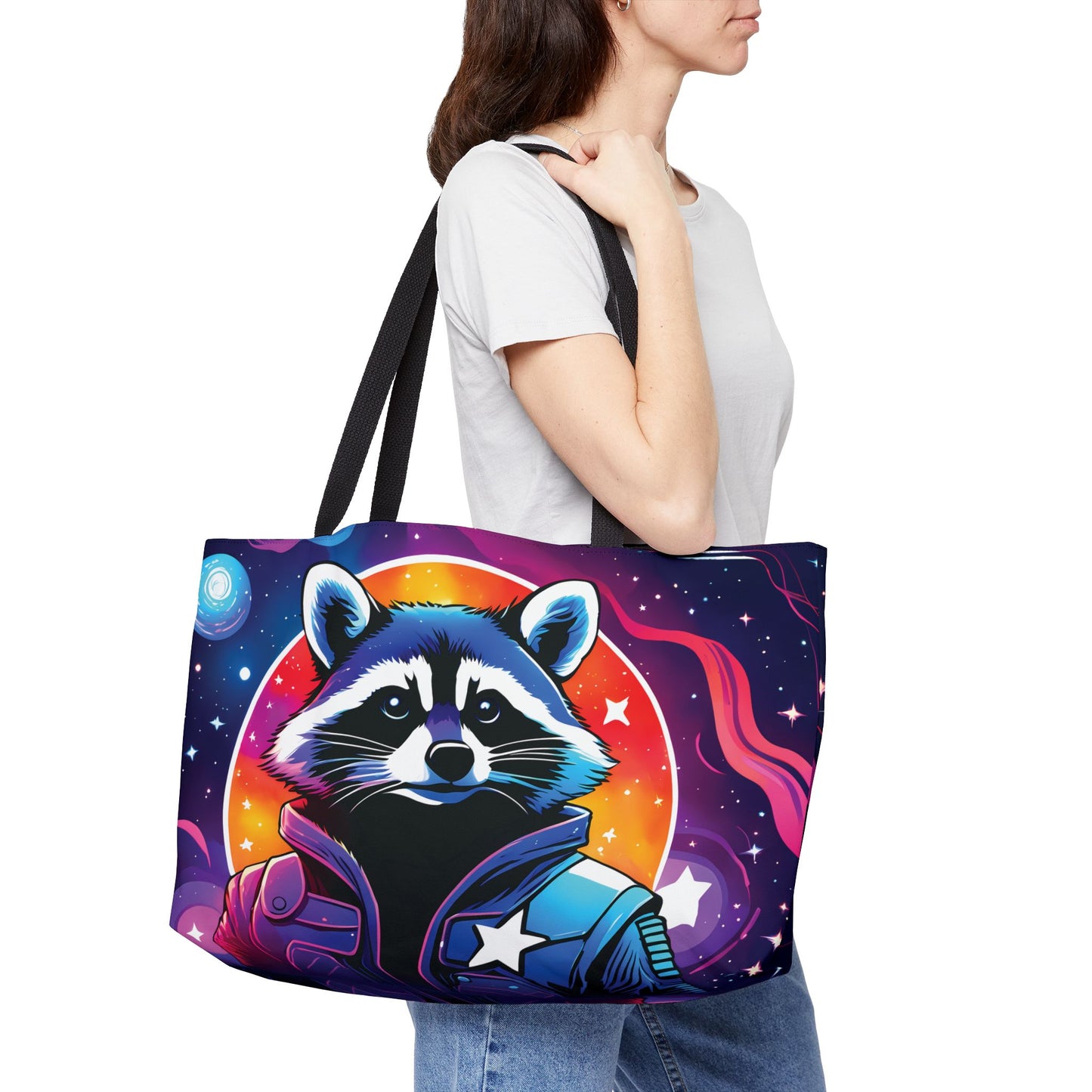 Galactic Space Soldier Raccoon Tote Bag