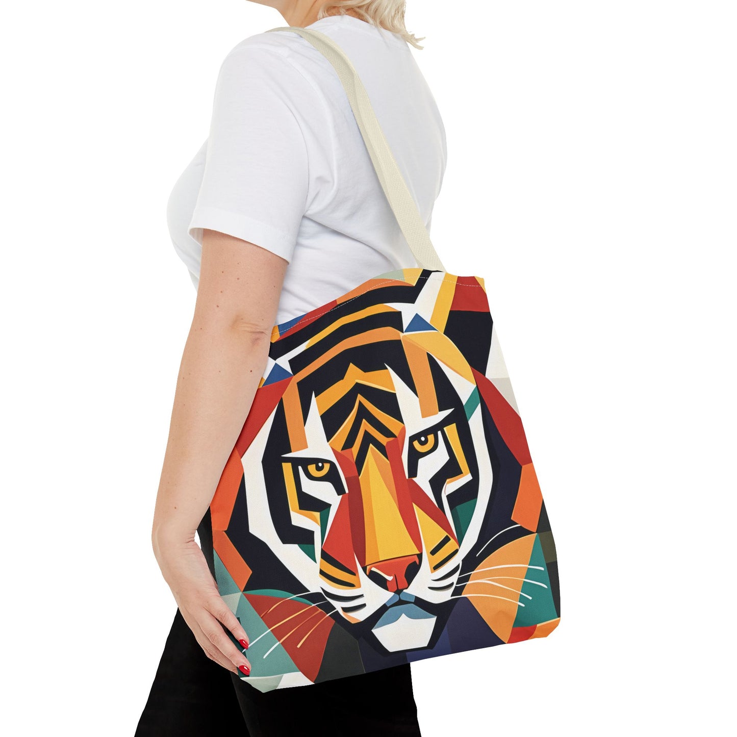 Geometric Tiger Face Tote Bag