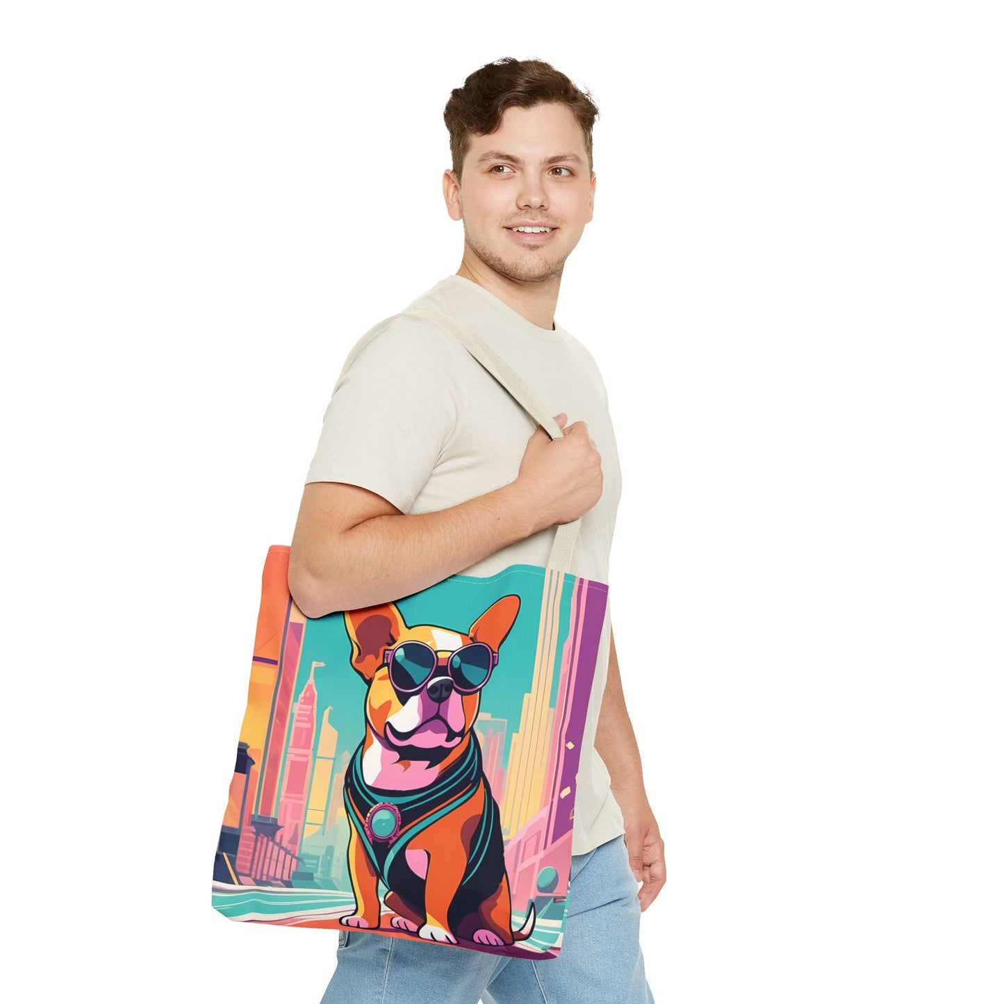 Cool Dog Cityscape Tote Bag