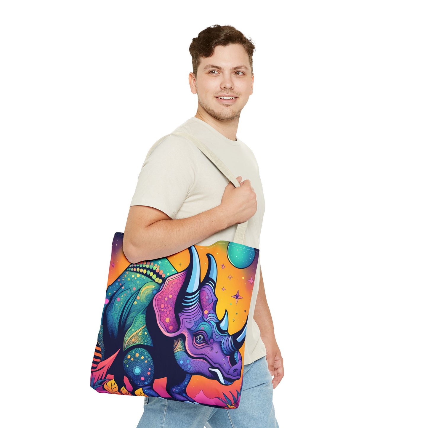 Cosmic Triceratops Tote Bag