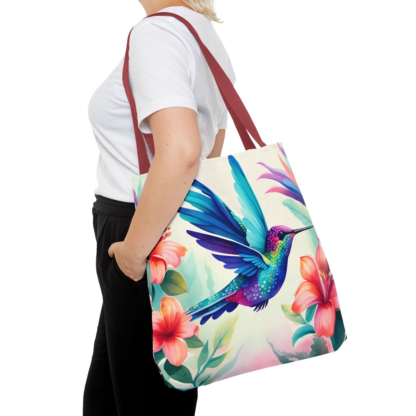 Floral Hummingbird Tote Bag
