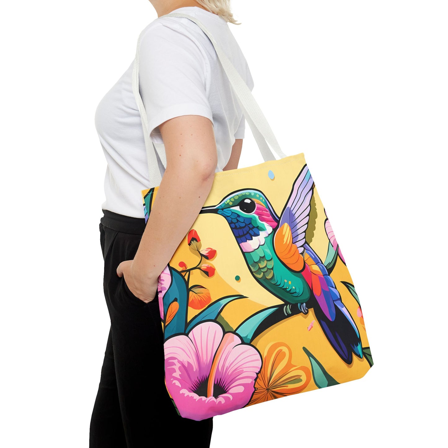 Floral Hummingbird Tote Bag
