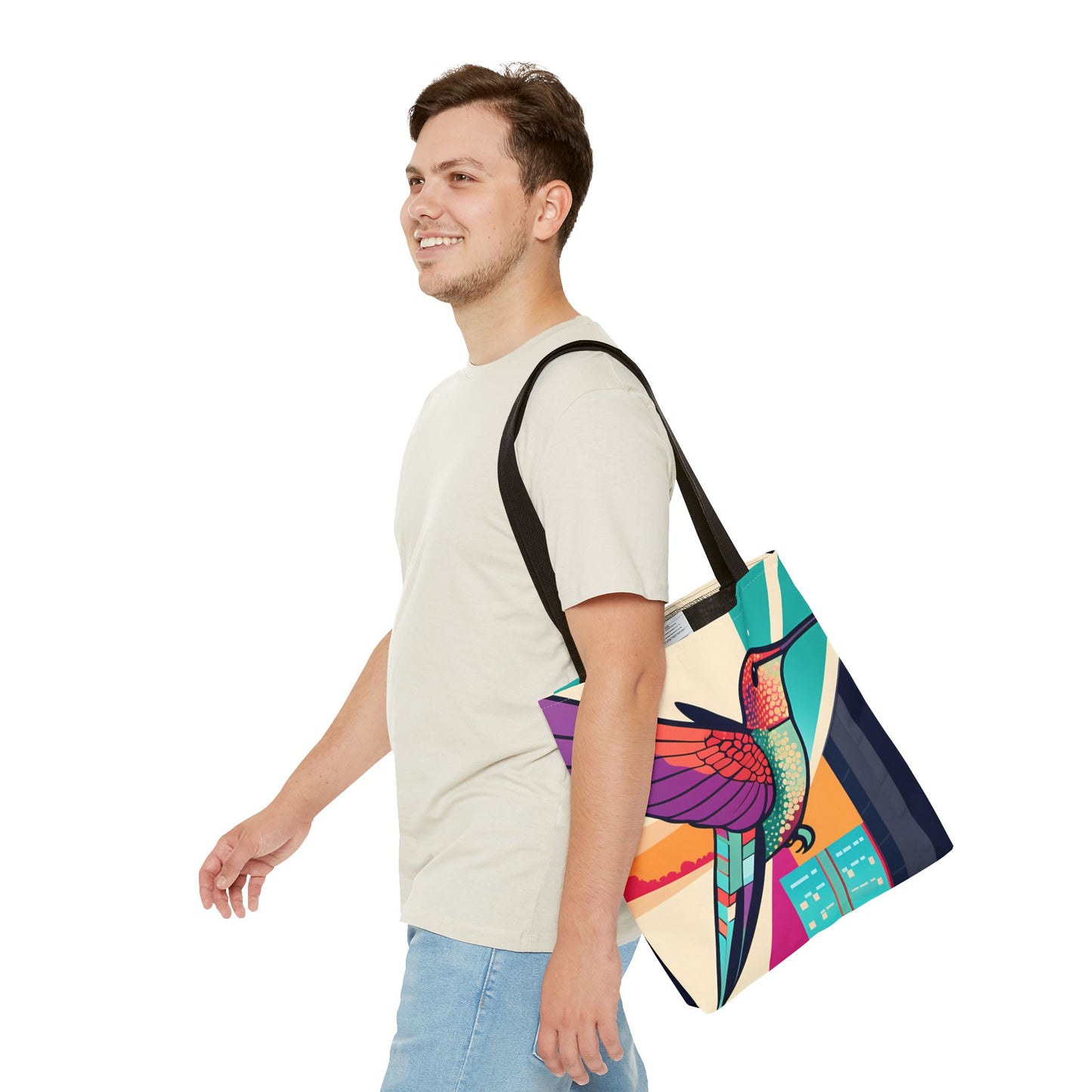 Colorful City Hummingbird Tote Bag