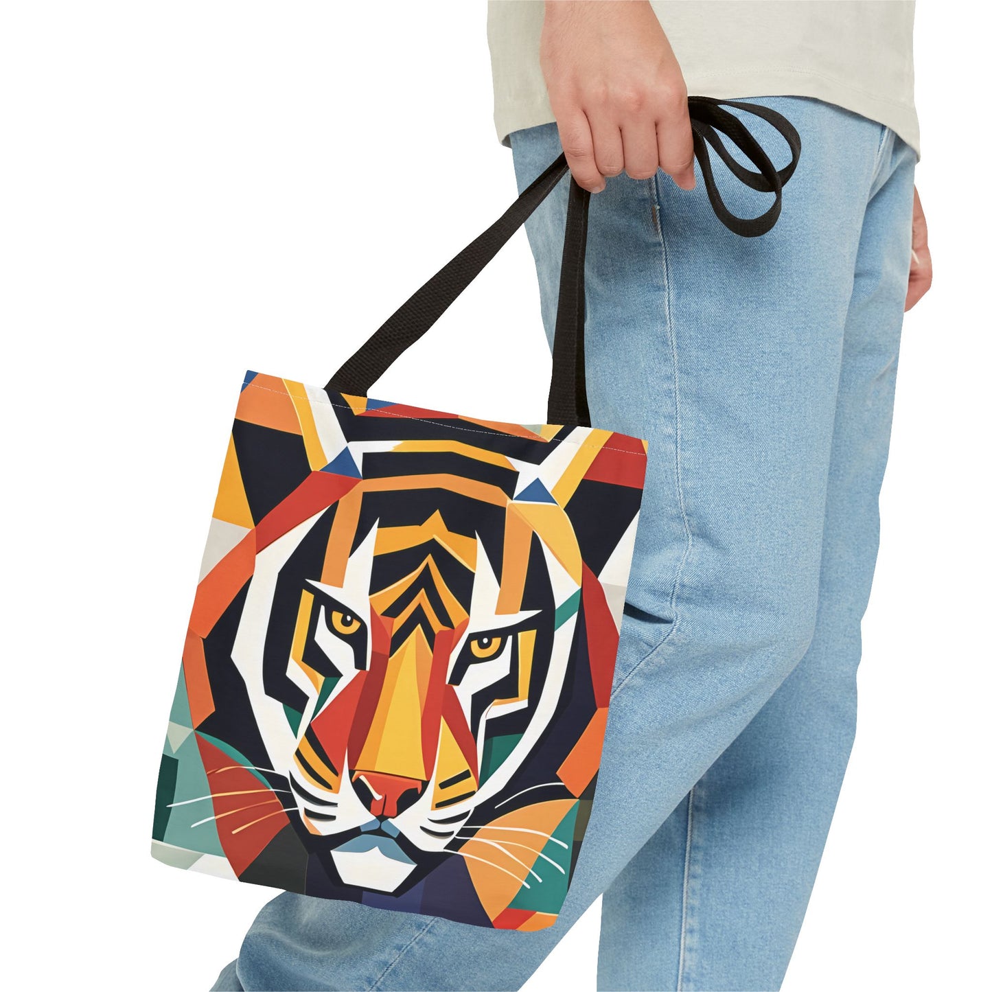 Geometric Tiger Face Tote Bag
