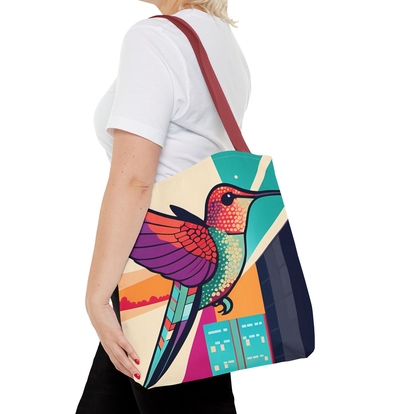 Colorful City Hummingbird Tote Bag