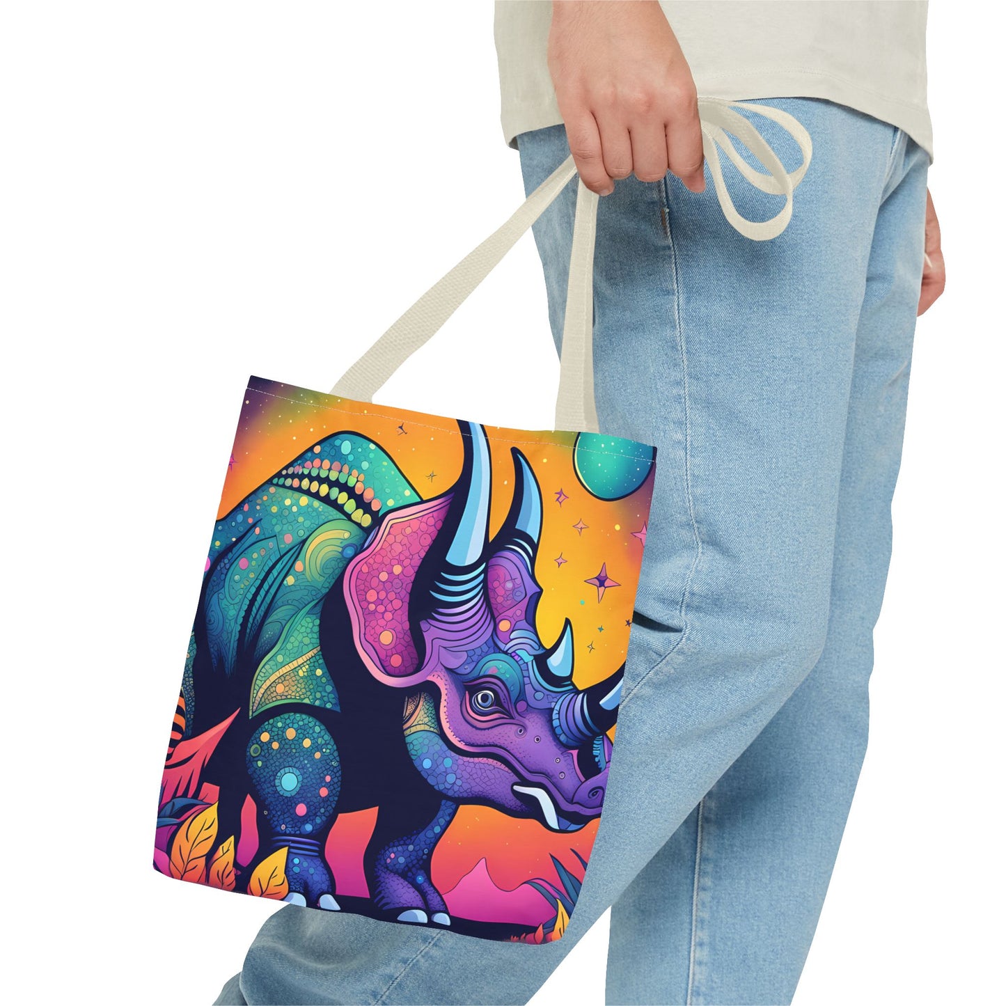 Cosmic Triceratops Tote Bag