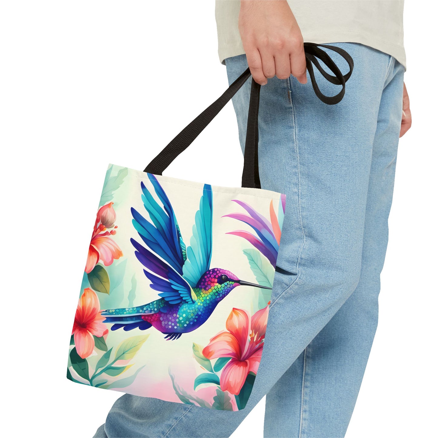 Floral Hummingbird Tote Bag