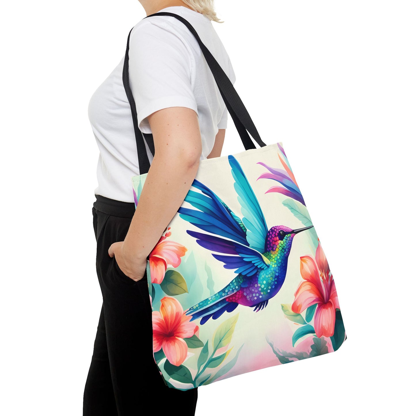 Floral Hummingbird Tote Bag
