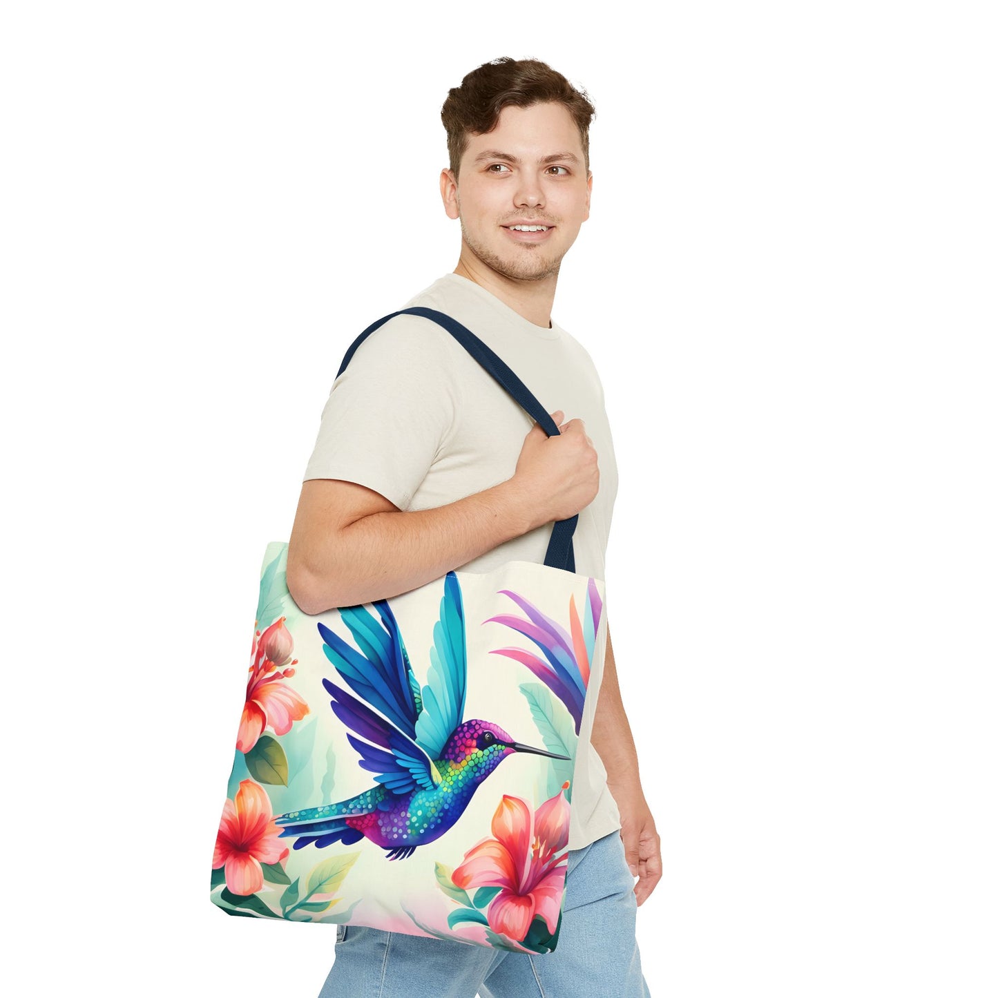Floral Hummingbird Tote Bag