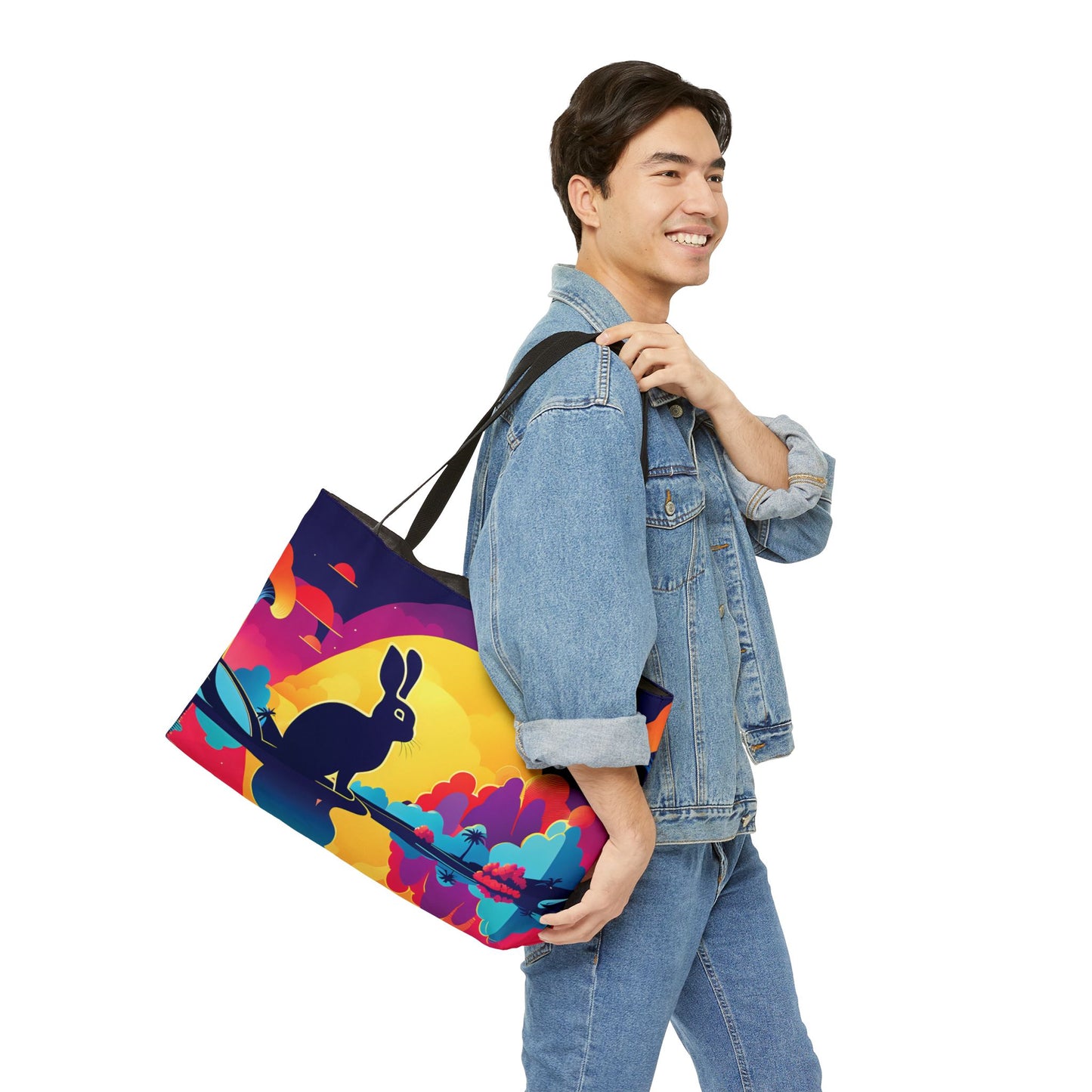 Mystical Moonrise Rabbit Tote Bag