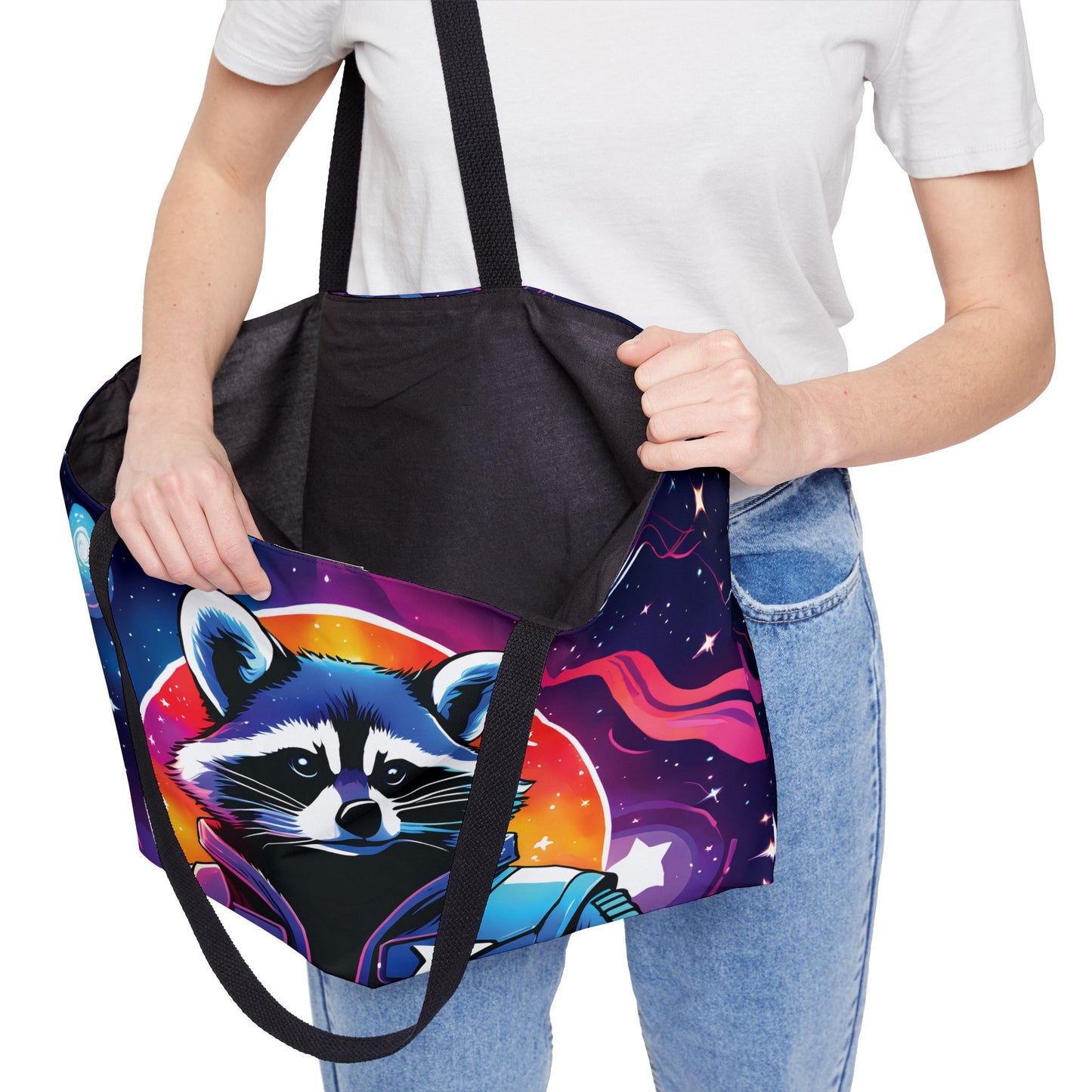 Galactic Space Soldier Raccoon Tote Bag
