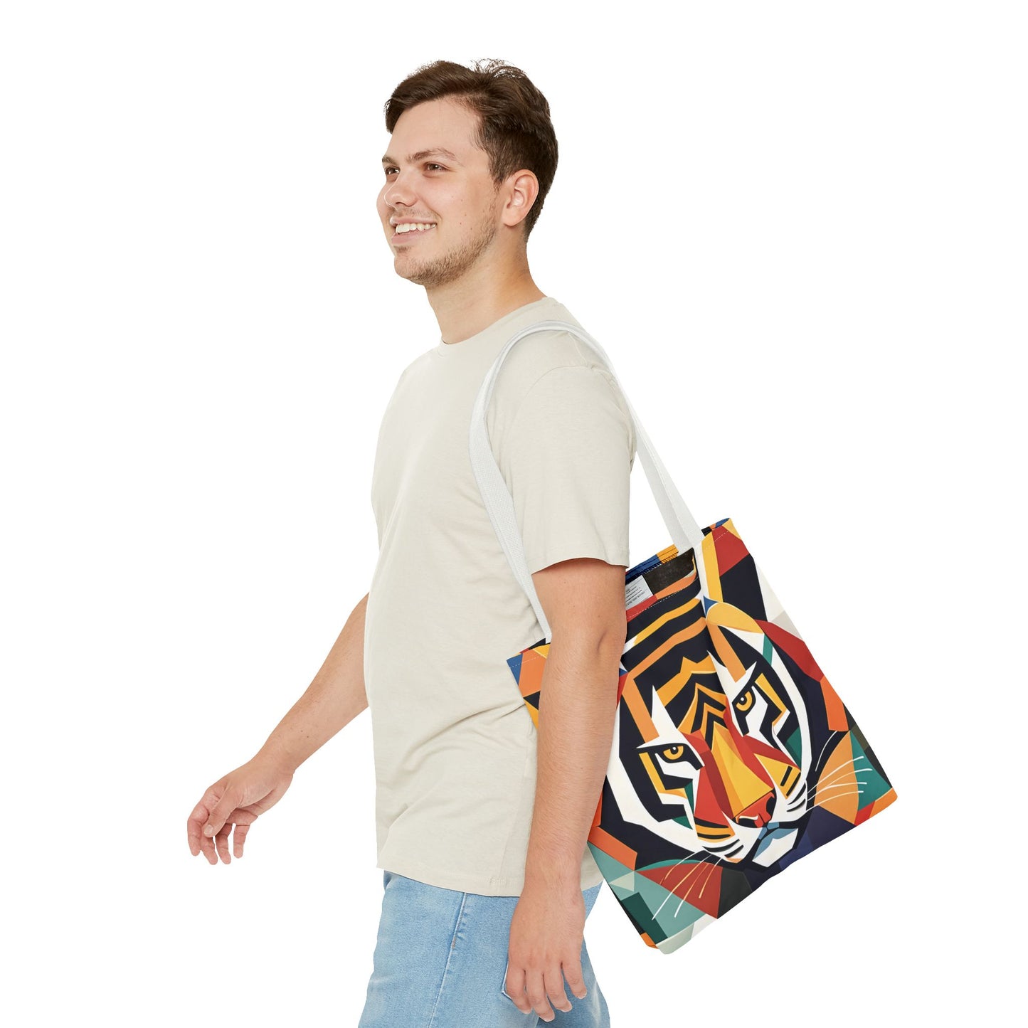 Geometric Tiger Face Tote Bag