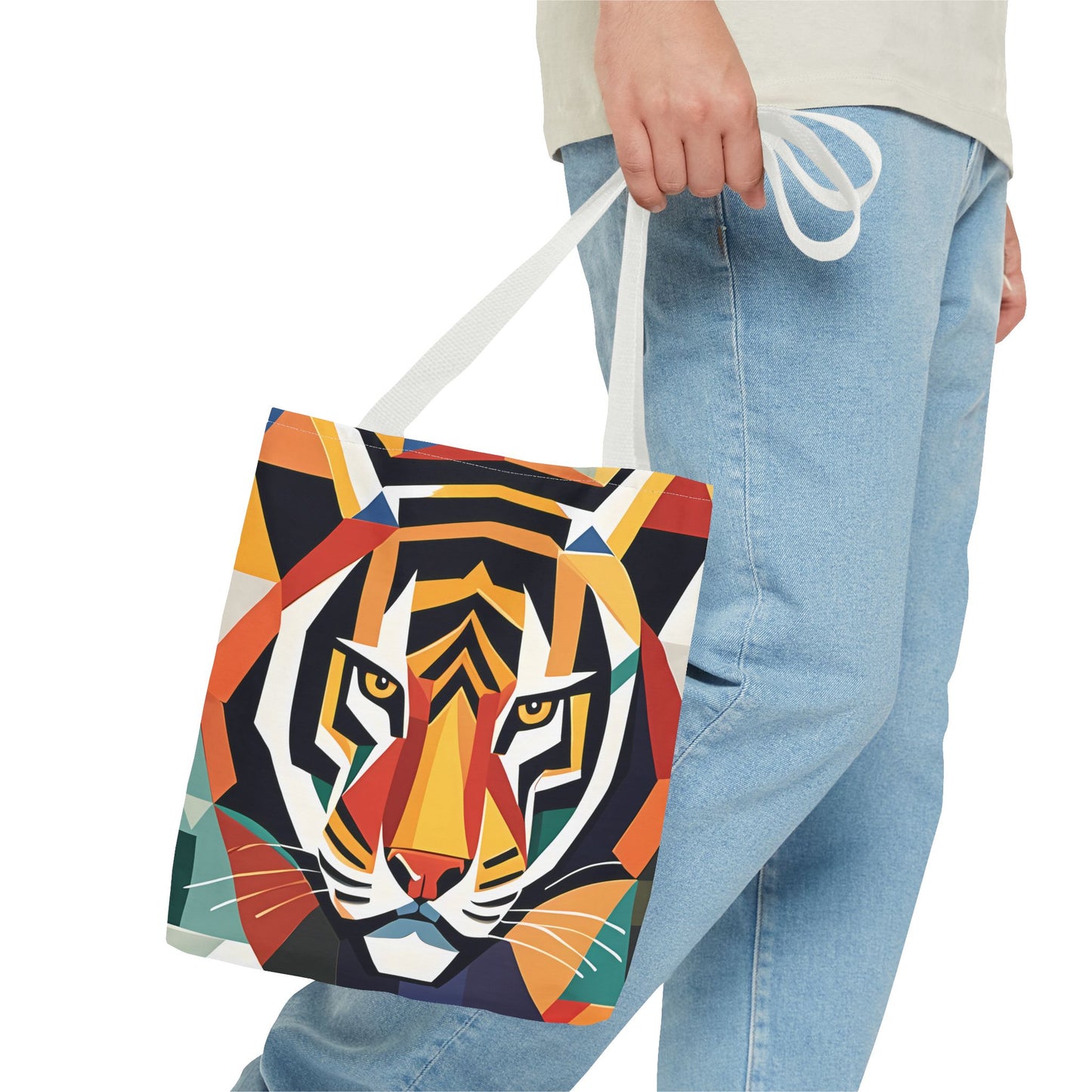 Geometric Tiger Face Tote Bag