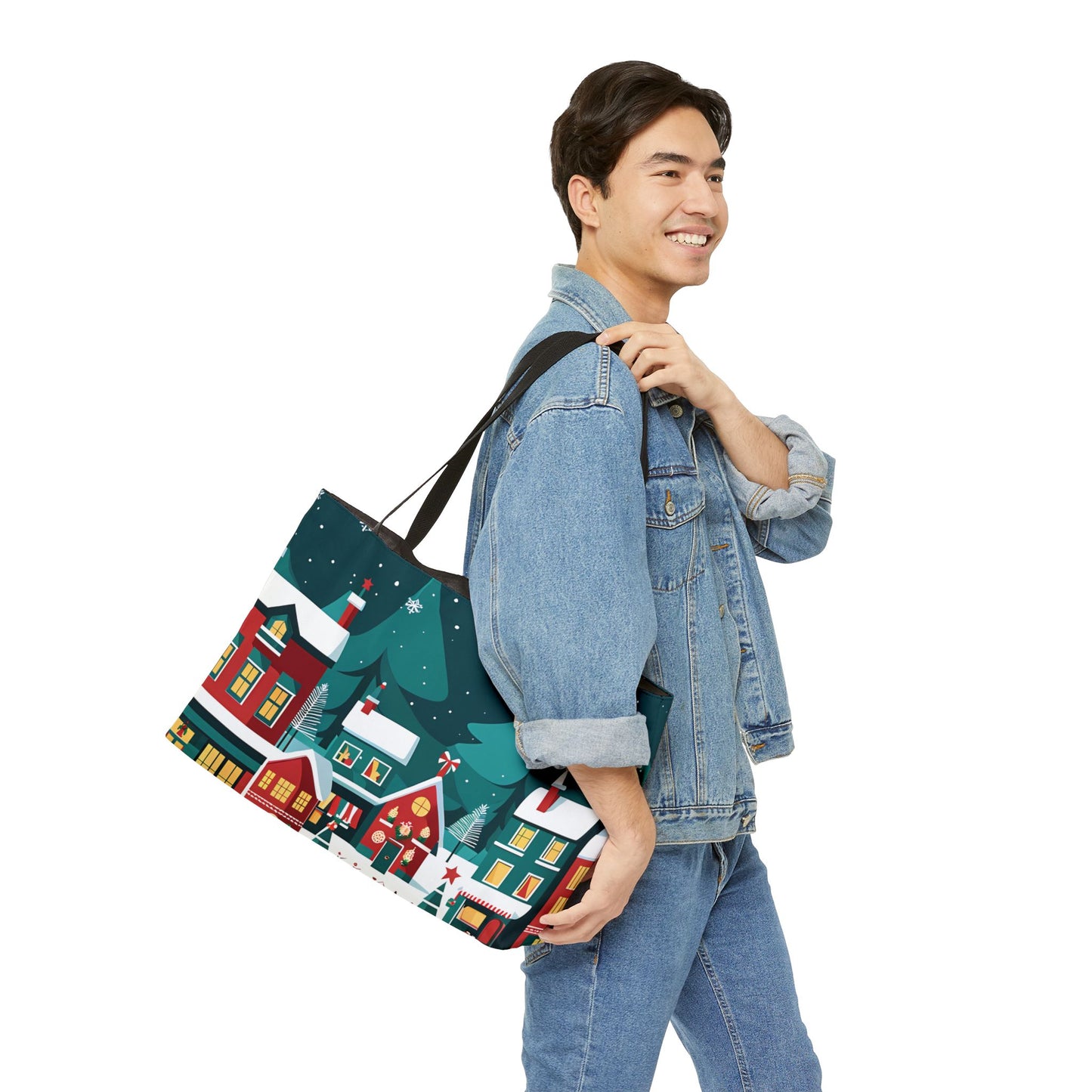 Snowy Christmas Town Tote Bag