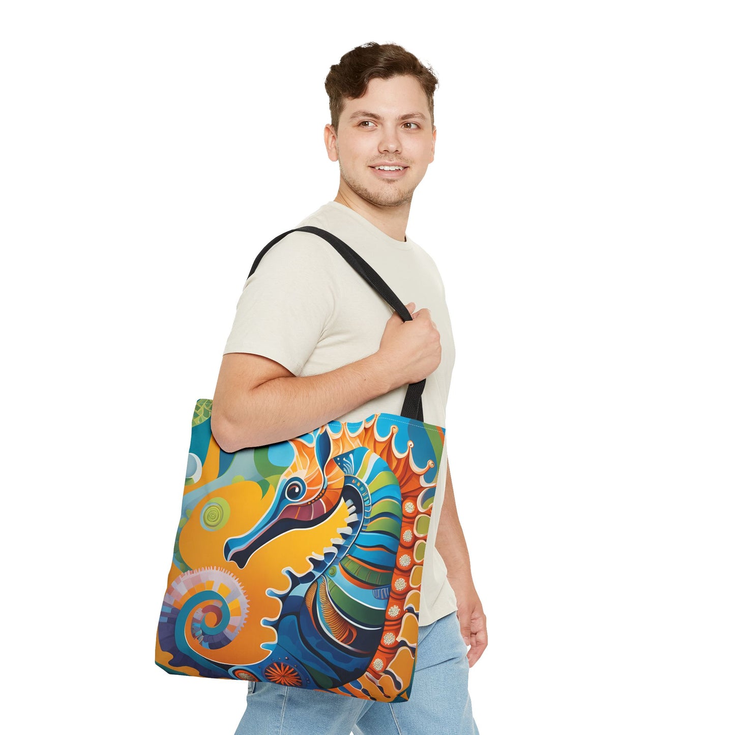 Psychedelic Seahorse Tote Bag