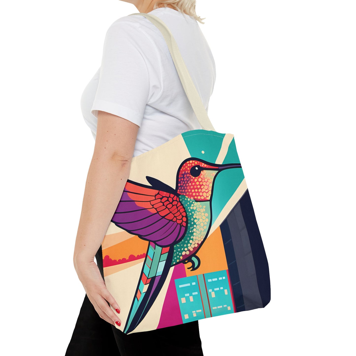 Colorful City Hummingbird Tote Bag