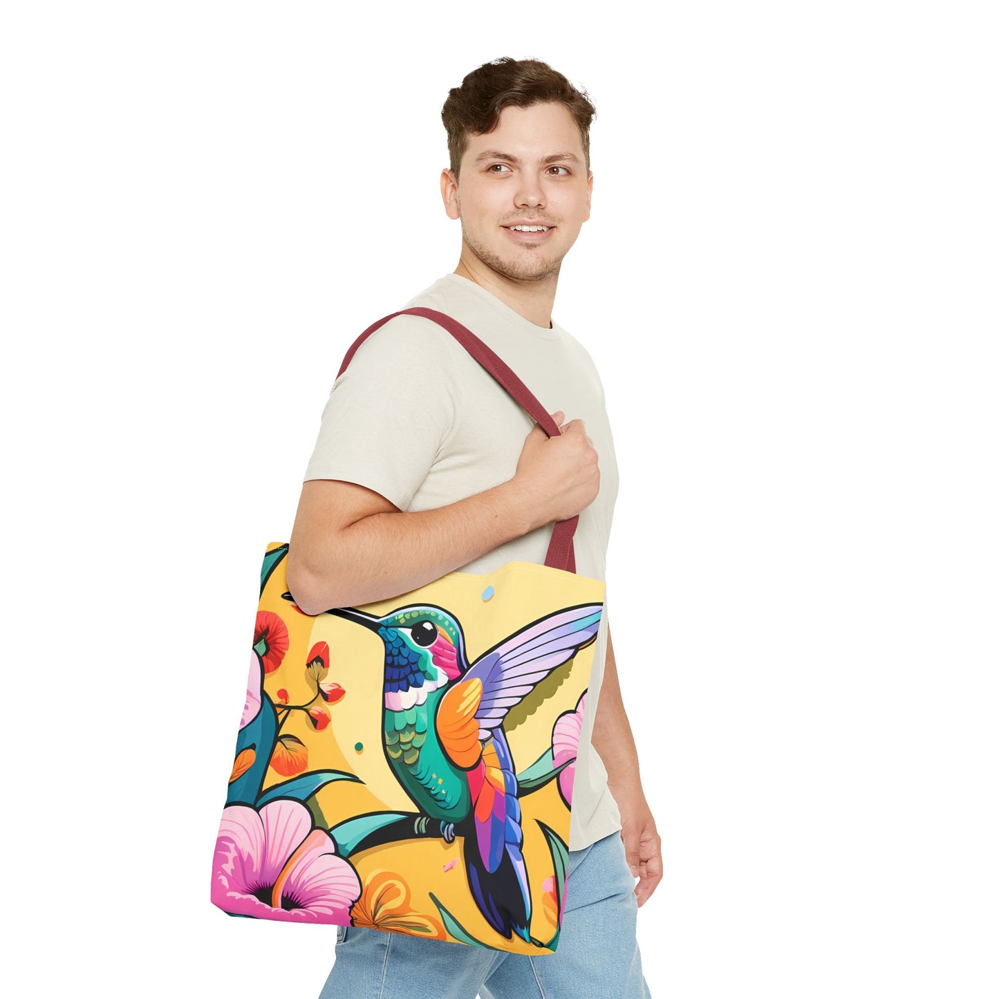 Floral Hummingbird Tote Bag