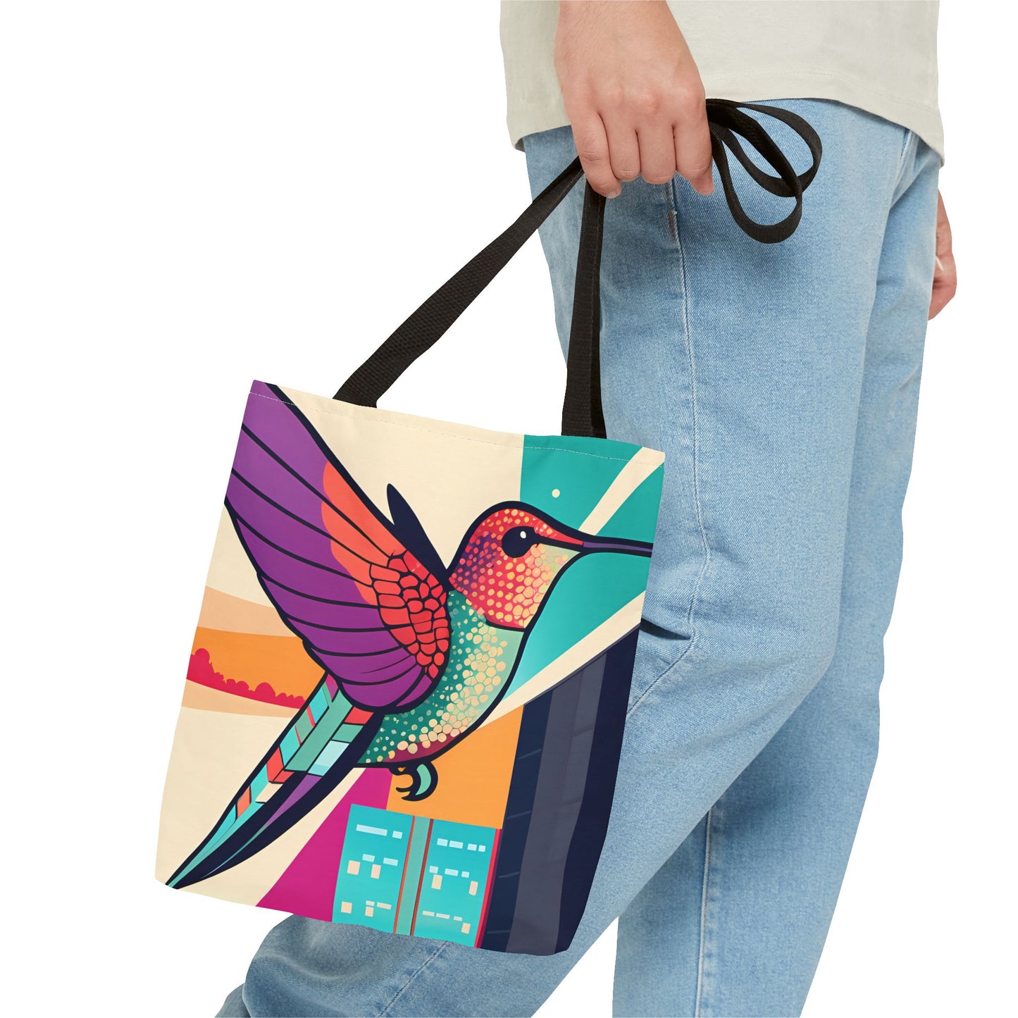 Colorful City Hummingbird Tote Bag