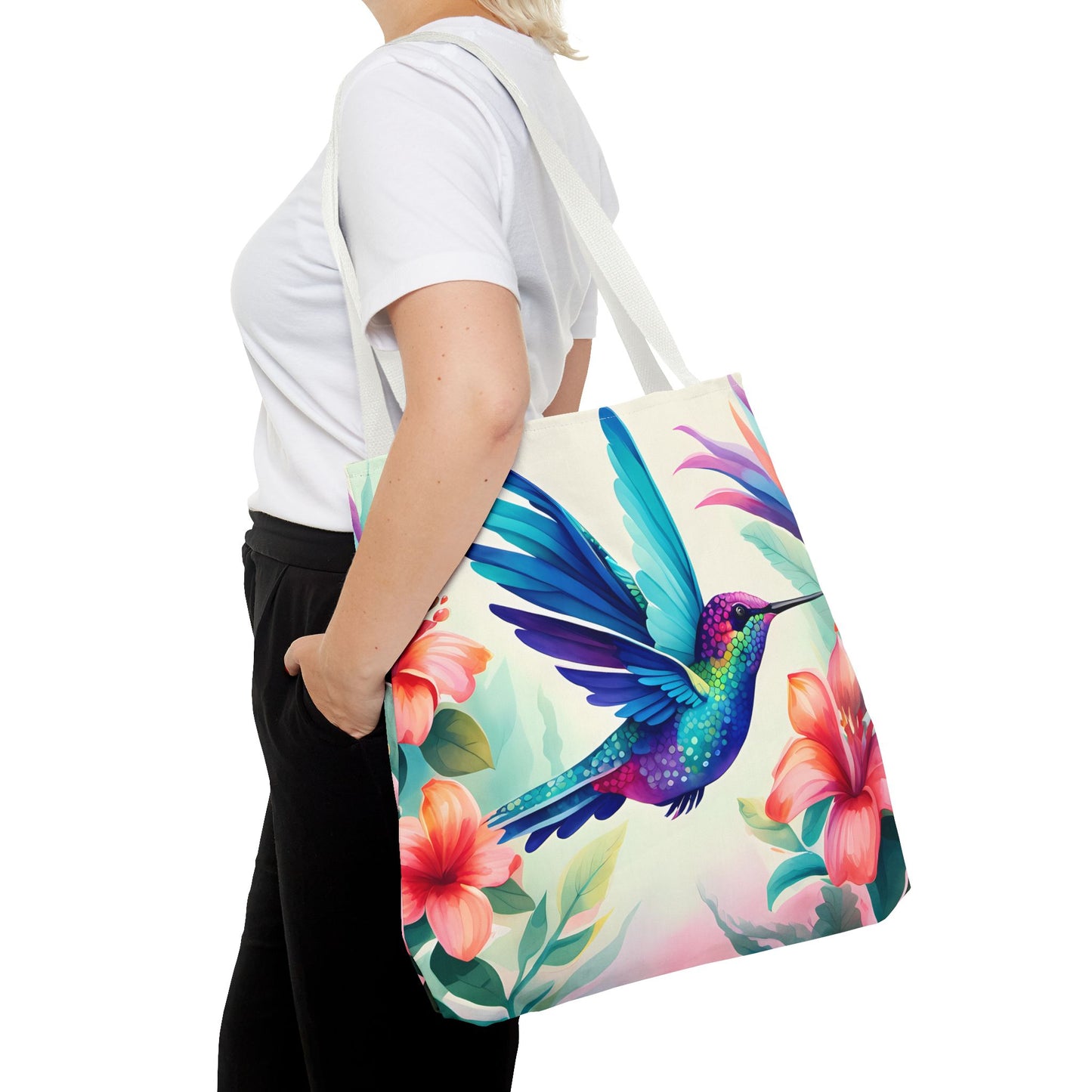 Floral Hummingbird Tote Bag