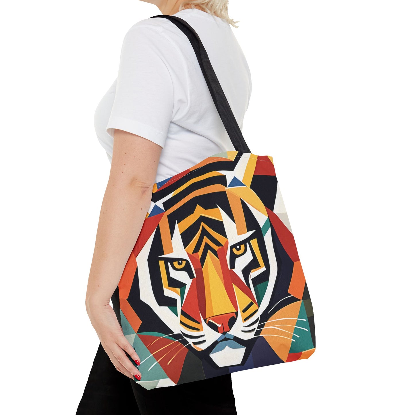 Geometric Tiger Face Tote Bag