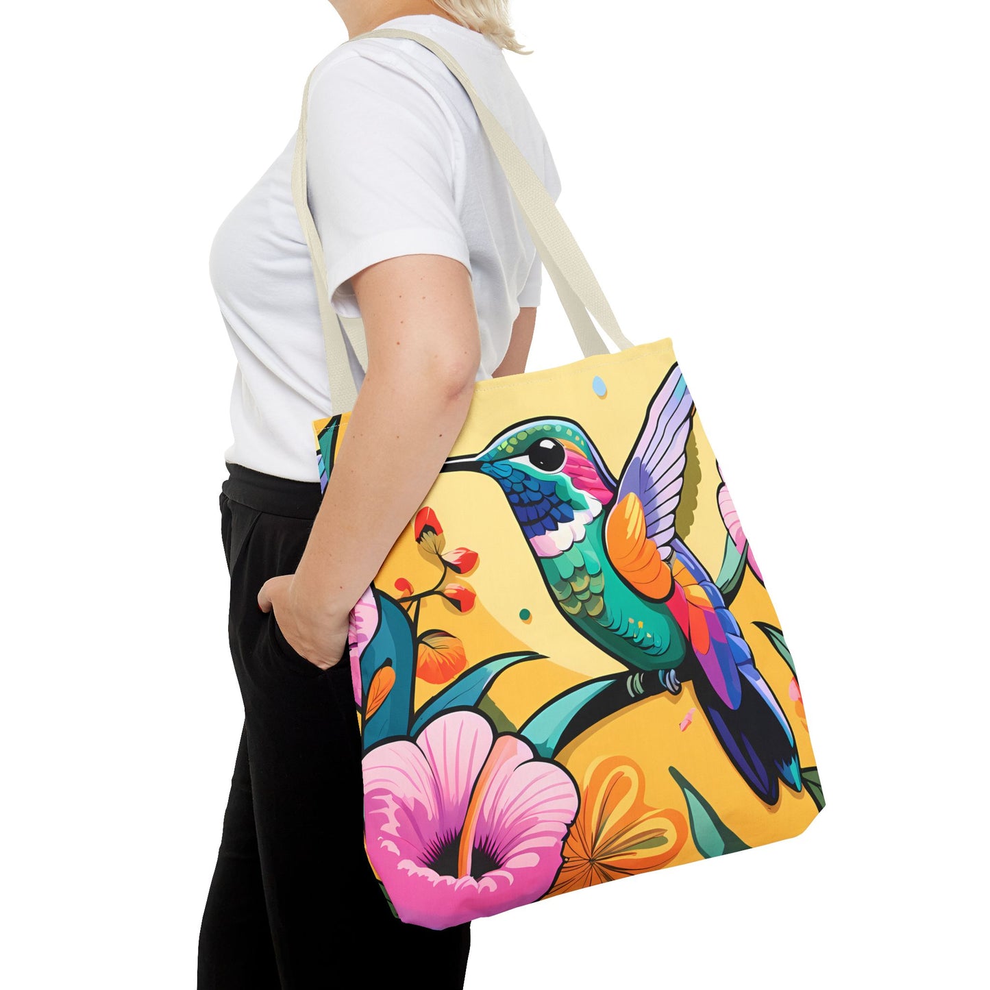 Floral Hummingbird Tote Bag