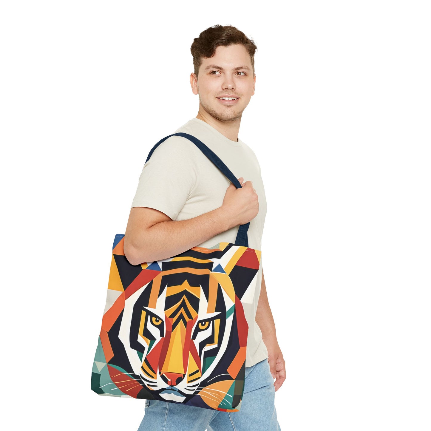 Geometric Tiger Face Tote Bag